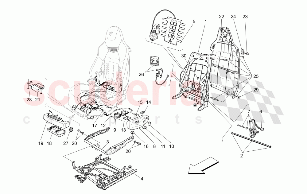 FRONT SEATS: MECHANICS AND ELECTRONICS (Available with: SportNot available with: Centennial Edition, Special Edition) of Maserati Maserati GranTurismo (2017+) Sport Auto