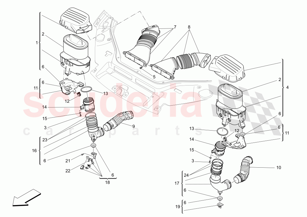 AIR FILTER, AIR INTAKE AND DUCTS of Maserati Maserati Levante (2017+) S