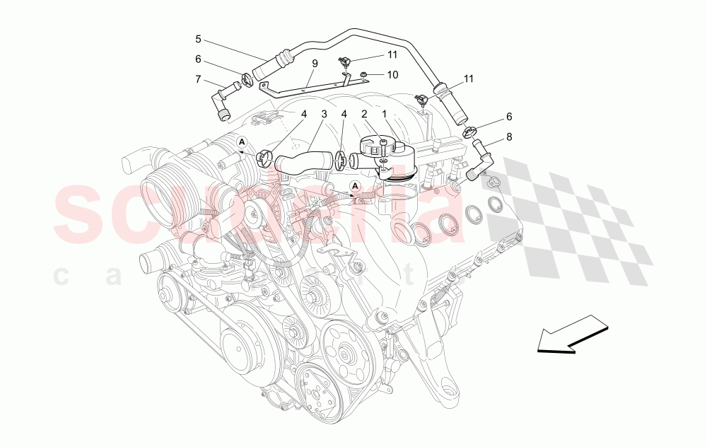 OIL VAPOUR RECIRCULATION SYSTEM of Maserati Maserati Quattroporte (2003-2007) Auto