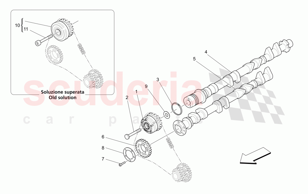 RH CYLINDER HEAD CAMSHAFTS of Maserati Maserati GranTurismo (2012-2016) Sport Auto