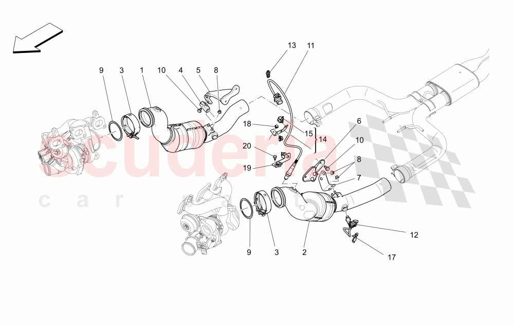 PRE-CATALYTIC CONVERTERS AND CATALYTIC CONVERTERS (Not available with: EURO 6C) of Maserati Maserati Levante (2017+)