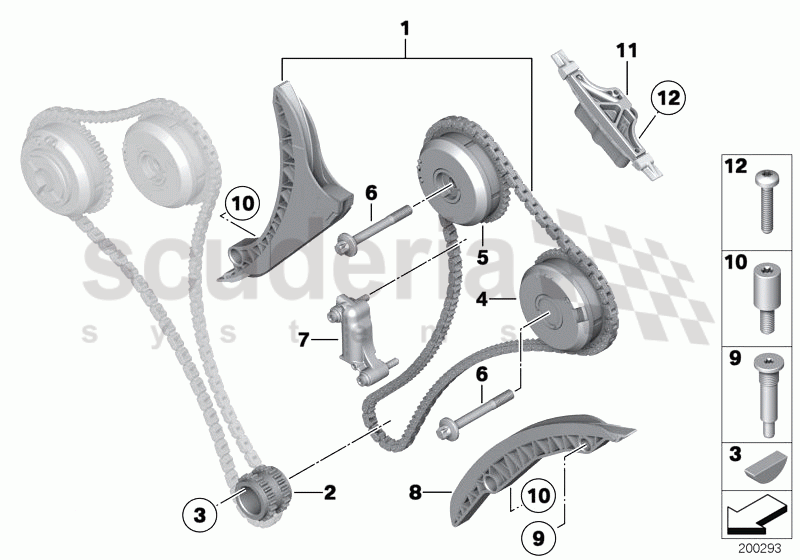 Timing chain, cylinders 7-12 of Rolls Royce Rolls Royce Ghost Series I (2009-2014)