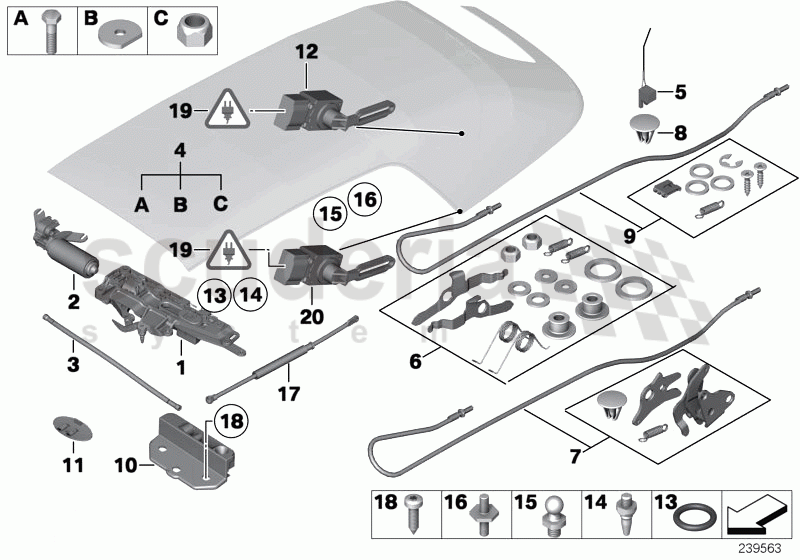 Electrohydr. conv. top, mounting parts of Rolls Royce Rolls Royce Phantom Drophead Coupe