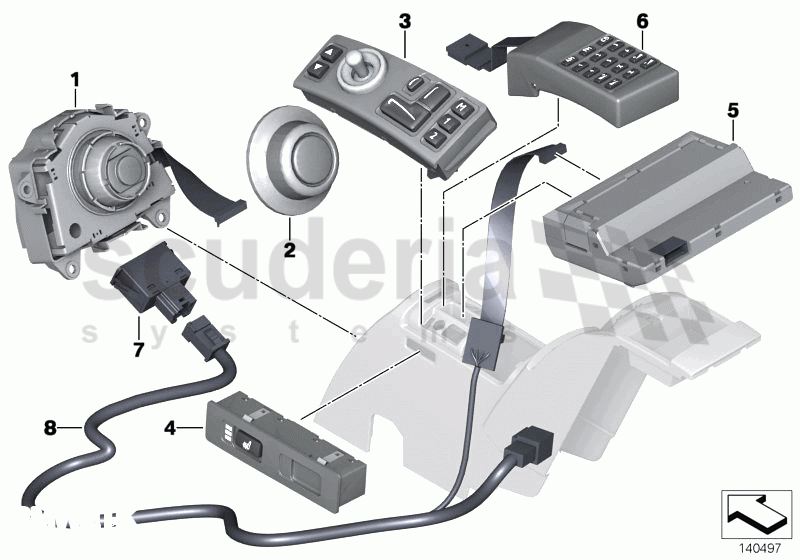 Switch, central console, rear of Rolls Royce Rolls Royce Phantom Extended Wheelbase