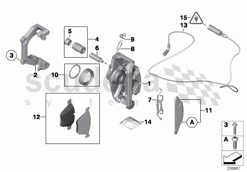 REAR WHEEL BRAKE-BRAKE PAD SENSOR of Rolls Royce Rolls Royce Ghost Series I (2009-2014)