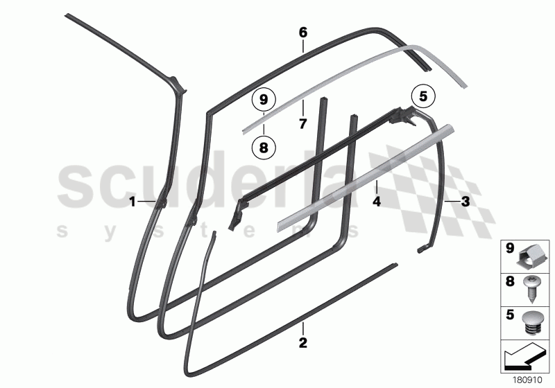 Door weatherstrip of Rolls Royce Rolls Royce Phantom Drophead Coupe