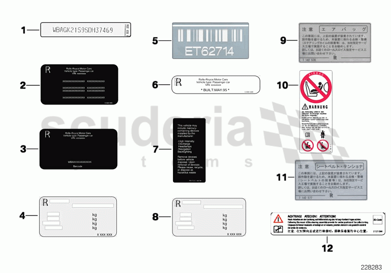 Labels of Rolls Royce Rolls Royce Ghost Series I (2009-2014)