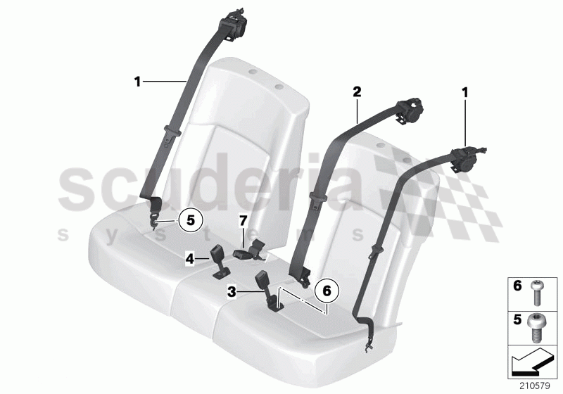 Safety belt rear of Rolls Royce Rolls Royce Ghost Series I (2009-2014)