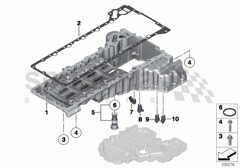 Oil pan upper part, oil level indicator of Rolls Royce Rolls Royce Ghost Series I (2009-2014)