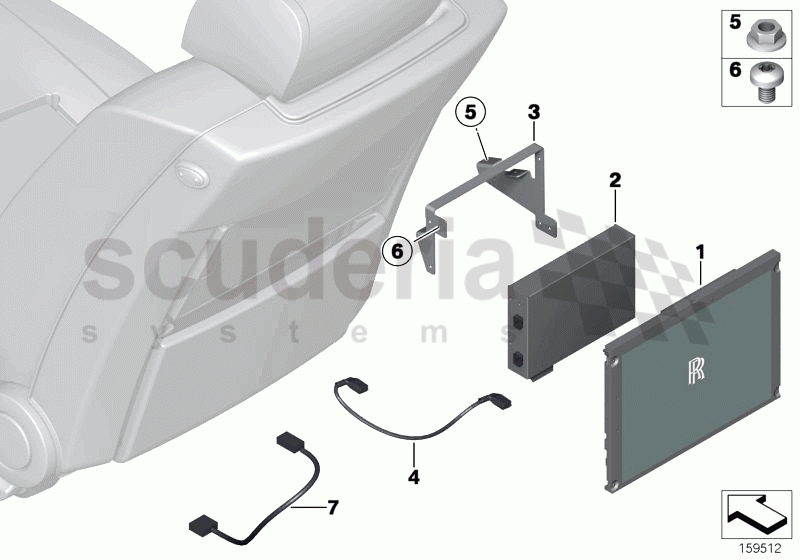 On-board monitor, wide screen of Rolls Royce Rolls Royce Phantom