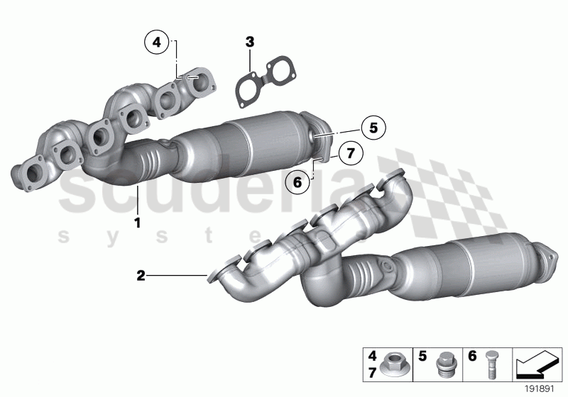 Exhaust manifold with catalyst of Rolls Royce Rolls Royce Phantom