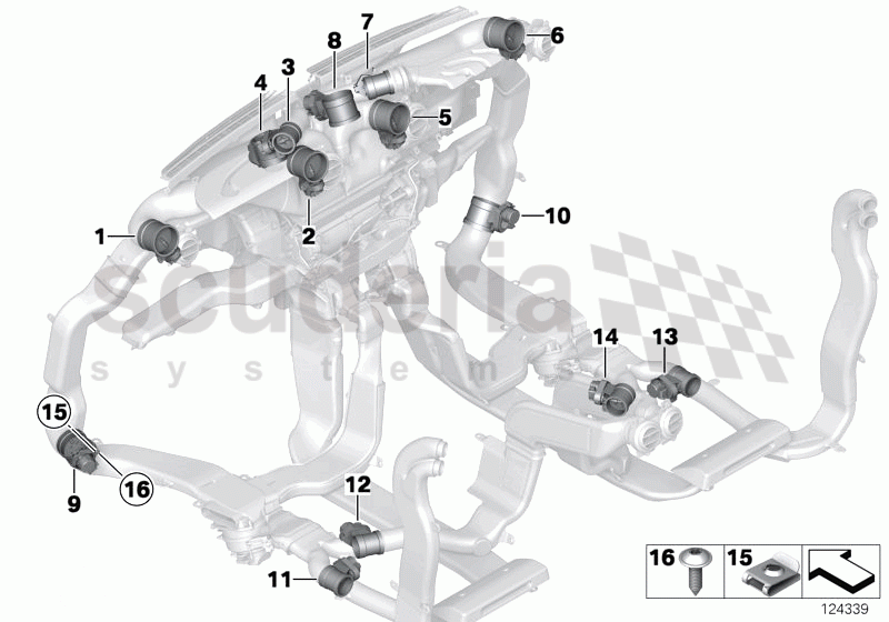 Flap actuators heater duct of Rolls Royce Rolls Royce Phantom Extended Wheelbase