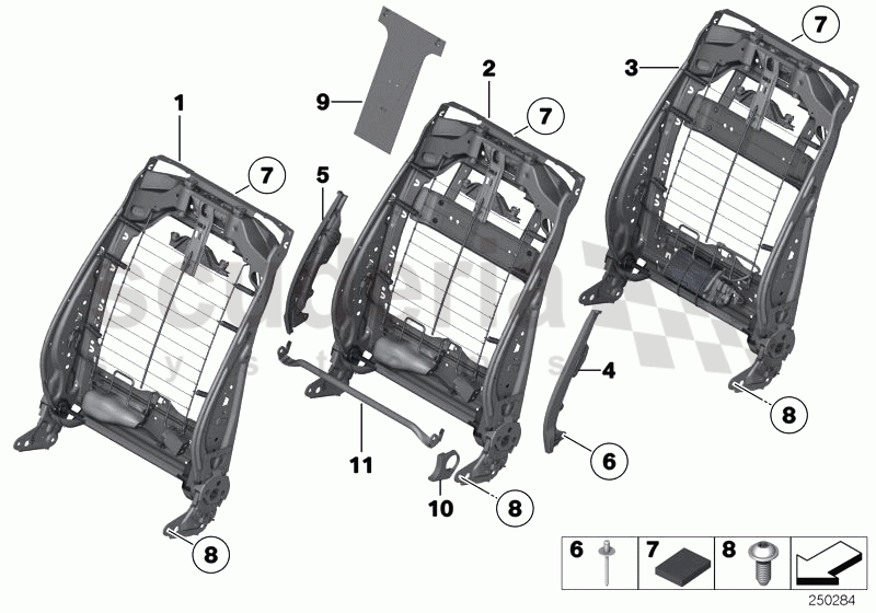 Seat, front, backrest frame of Rolls Royce Rolls Royce Ghost Series I (2009-2014)