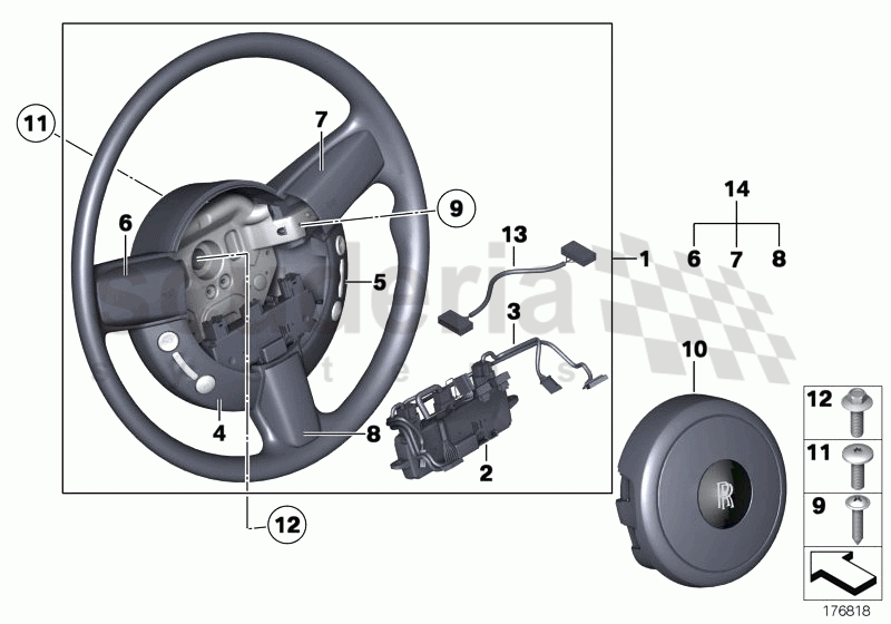 Steering wheel airbag multifunctional of Rolls Royce Rolls Royce Phantom Extended Wheelbase