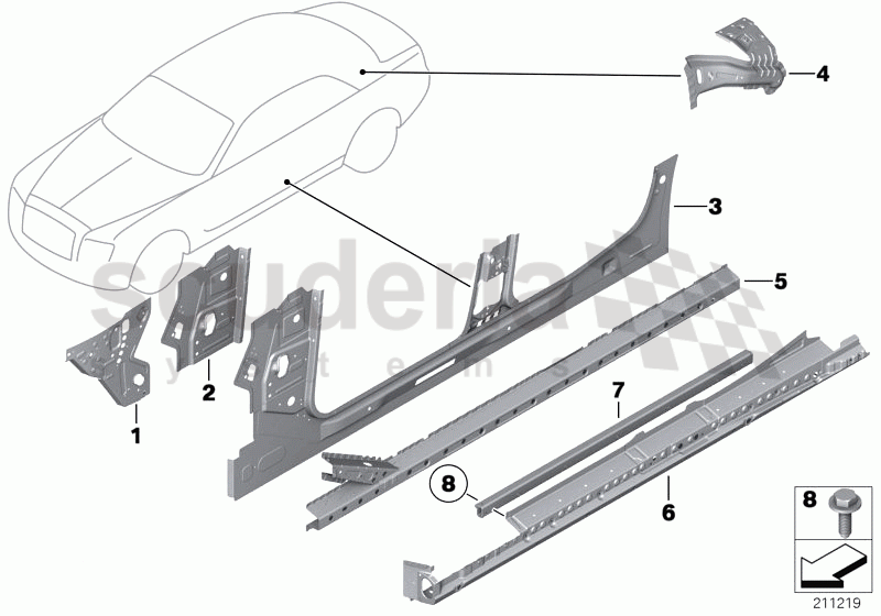 BODY-SIDE FRAME-PARTS of Rolls Royce Rolls Royce Ghost Series I (2009-2014)