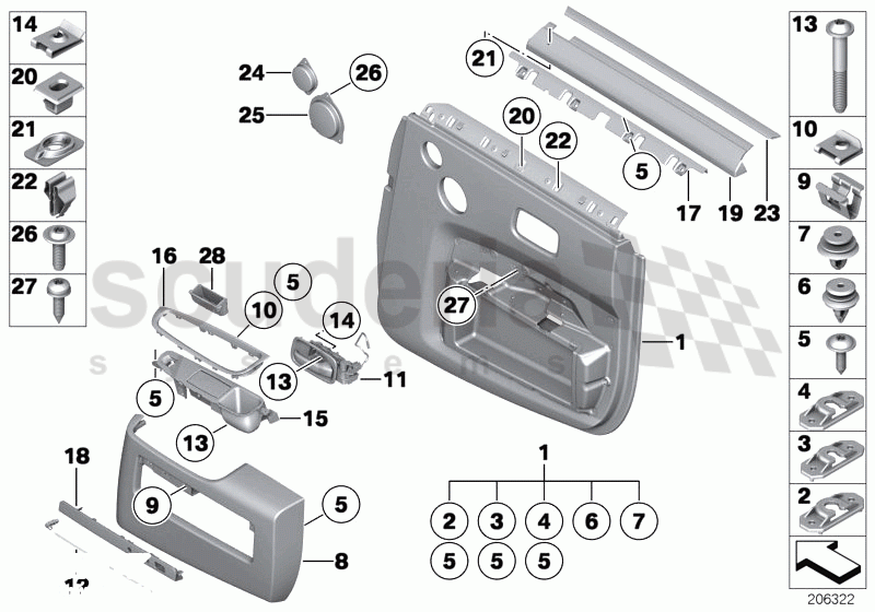 Door trim, rear of Rolls Royce Rolls Royce Ghost Series I (2009-2014)