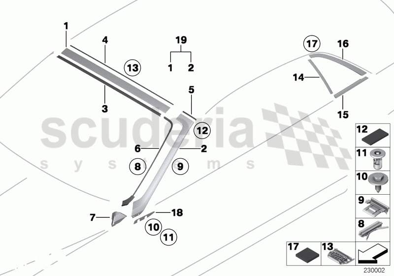 Glazing, mounting parts of Rolls Royce Rolls Royce Ghost Series I (2009-2014)