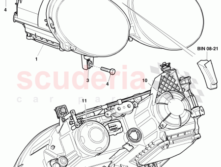 Photo of headlamp with gas discharge bulb right hand traffic…