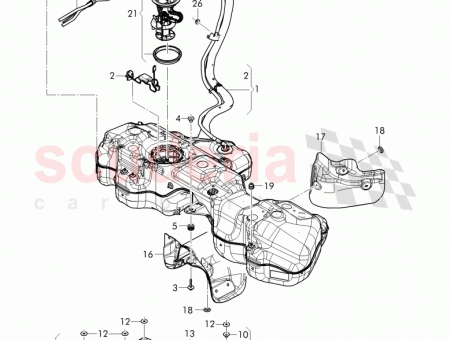 Photo of cap with retaining strap for fuel tank…