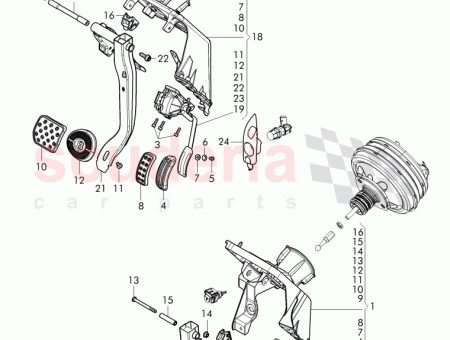 Photo of brake and acc pedal assembly 3W1 723 031…