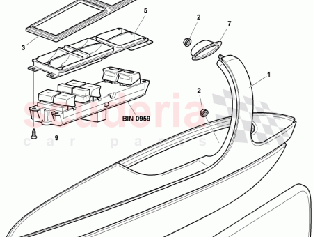 Photo of moulding frame switches in door trim panel D…