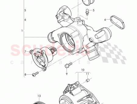 Photo of coolant thermostat housing with thermostat does not include…