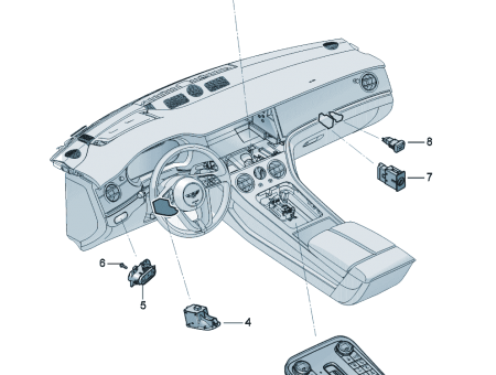 Photo of key switch for deactivating airbag with lock cylinder…