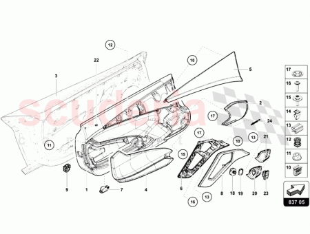 Photo of LH HANDLE ASSEMBLY CARBON INTERIOR INCLUDES REF 8…