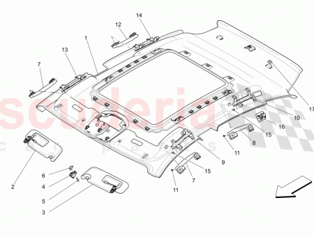 Photo of LH SUN SCREEN ASSEMBLY ALCANTARA ROOFLINING SAND…